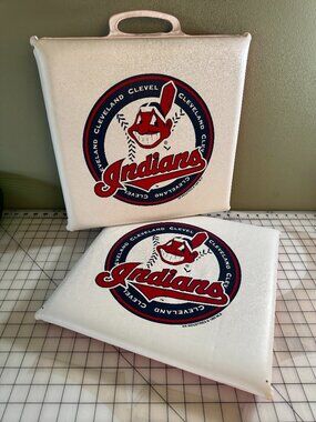 Vintage Cleveland Indians Stadium Seat Cushions Pair Chief Wahoo MLB